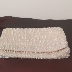 Pearl Beaded Cream Wristlet Romantic Old Glam Fairy Feminine